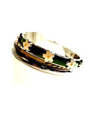Brighton SUNNY DAYS DAISEY Green White Enamel Flower Bangle Bracelet Plus 2 More